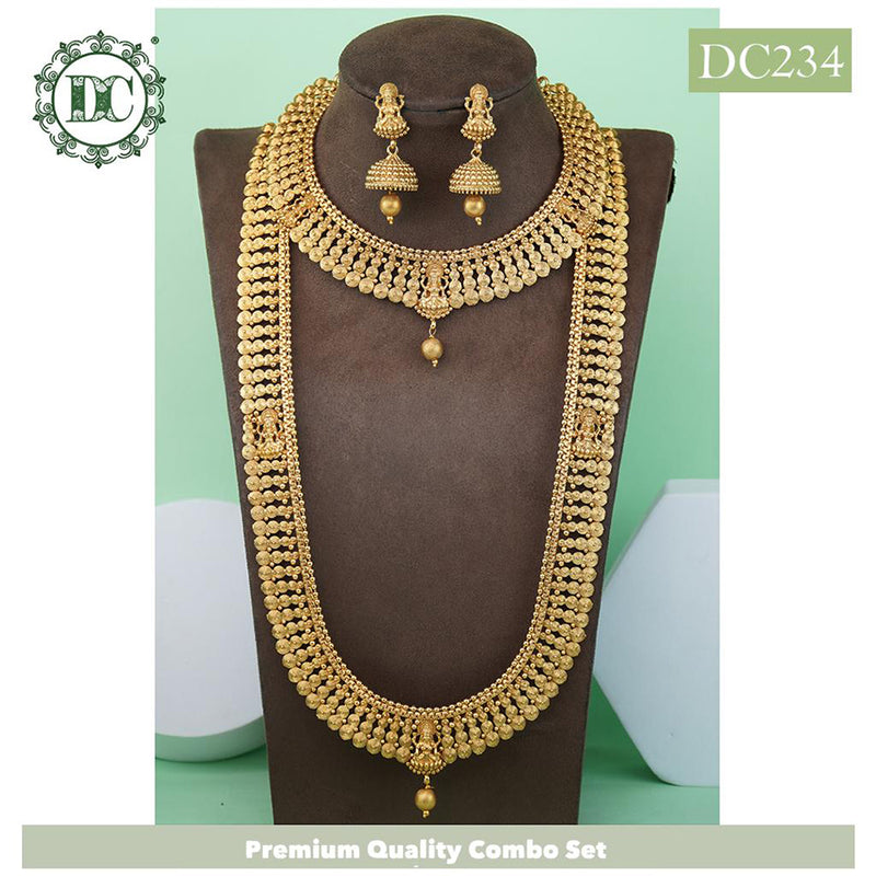 Diksha Collection Gold Plated Double Necklace Set