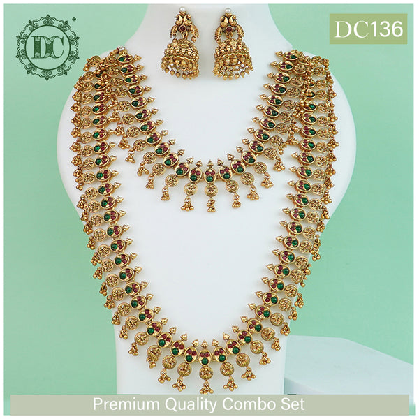 Diksha Collection Gold Plated Double Necklace Set