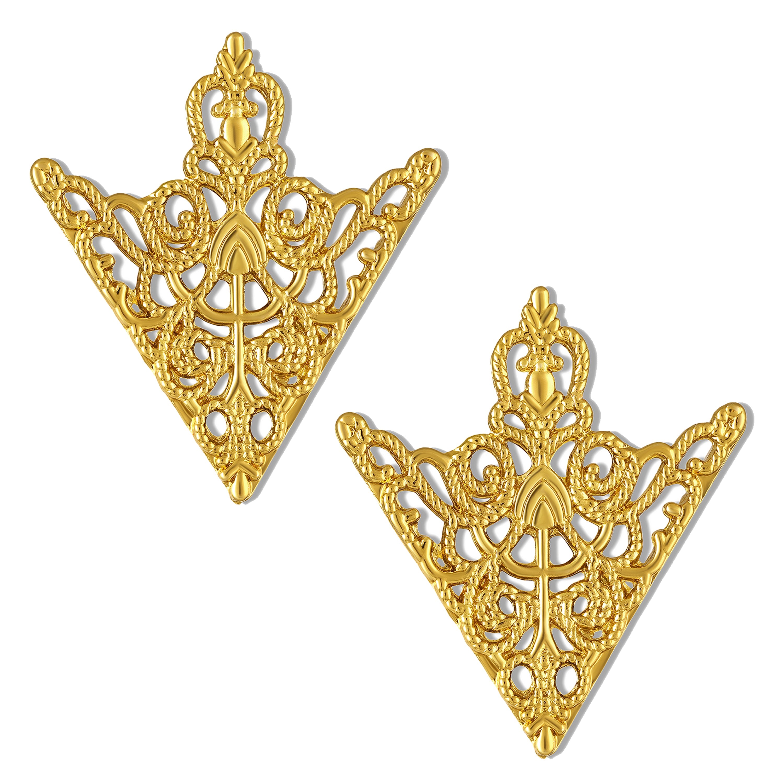 Mahi Royal Filigree Gold Tone Collar Pin Pair for Shirts, Blazers | Vintage Crown Design Shirt Accessories (CP1101255G)