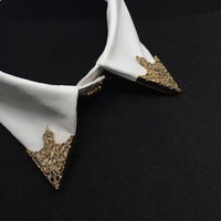 Mahi Royal Filigree Gold Tone Collar Pin Pair for Shirts, Blazers | Vintage Crown Design Shirt Accessories (CP1101255G)