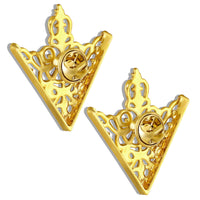 Mahi Royal Filigree Gold Tone Collar Pin Pair for Shirts, Blazers | Vintage Crown Design Shirt Accessories (CP1101255G)