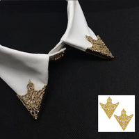Mahi Royal Filigree Gold Tone Collar Pin Pair for Shirts, Blazers | Vintage Crown Design Shirt Accessories (CP1101255G)
