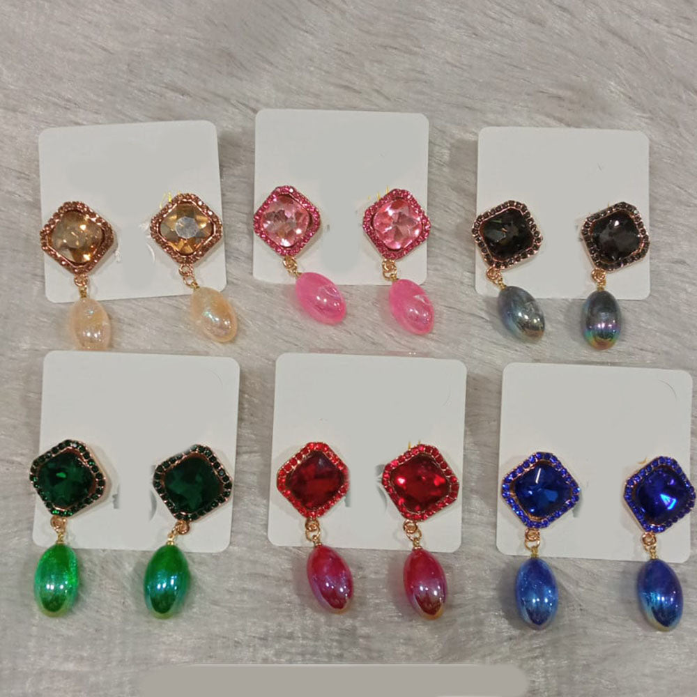 Diyu Dhyu Crystal Stone Dangler Earrings (Assorted)