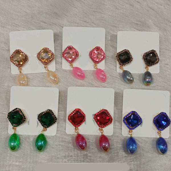 Diyu Dhyu Crystal Stone Dangler Earrings (Assorted)