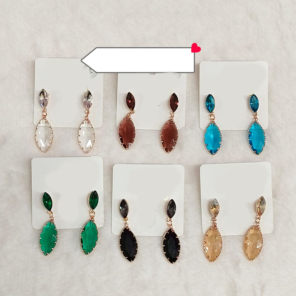 Diyu Dhyu Crystal Stone Dangler Earrings (Assorted)