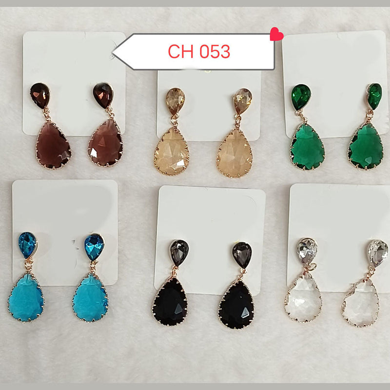 Diyu Dhyu Crystal Stone Dangler Earrings (Assorted)