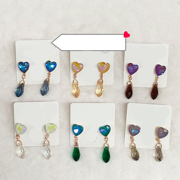 Diyu Dhyu Crystal Stone Dangler Earrings (Assorted)