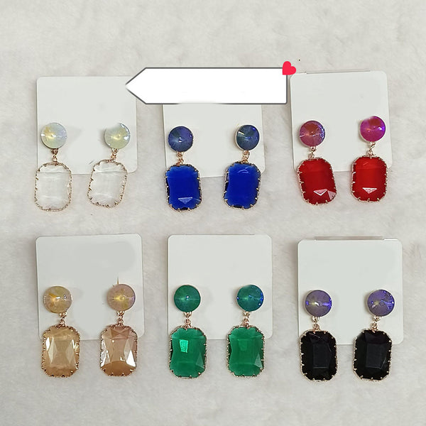 Diyu Dhyu Crystal Stone Dangler Earrings (Assorted)