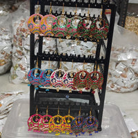 Pusti Art & Craft Multi Color Meenakari Gold Plated Dangler Earrings (Assorted Color)