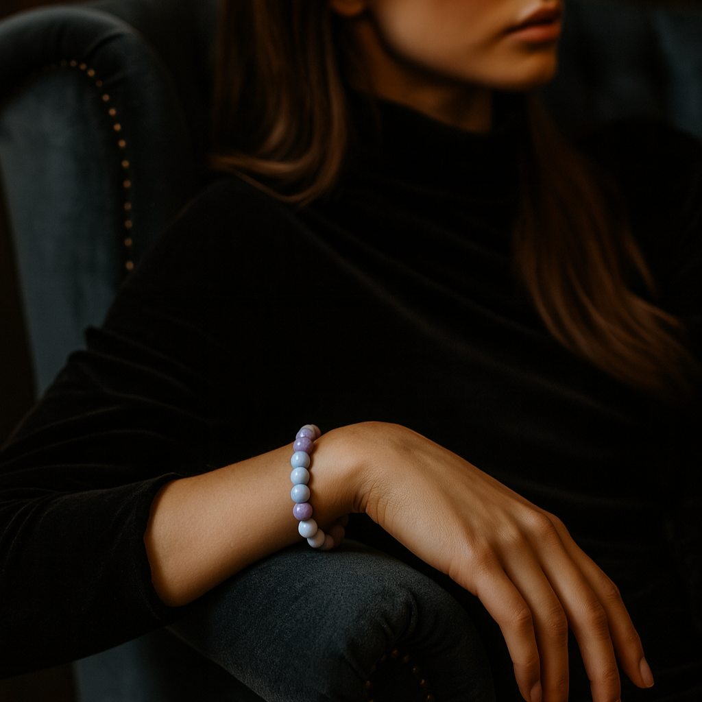 Urthn Light Purple Glass Beads Bracelet