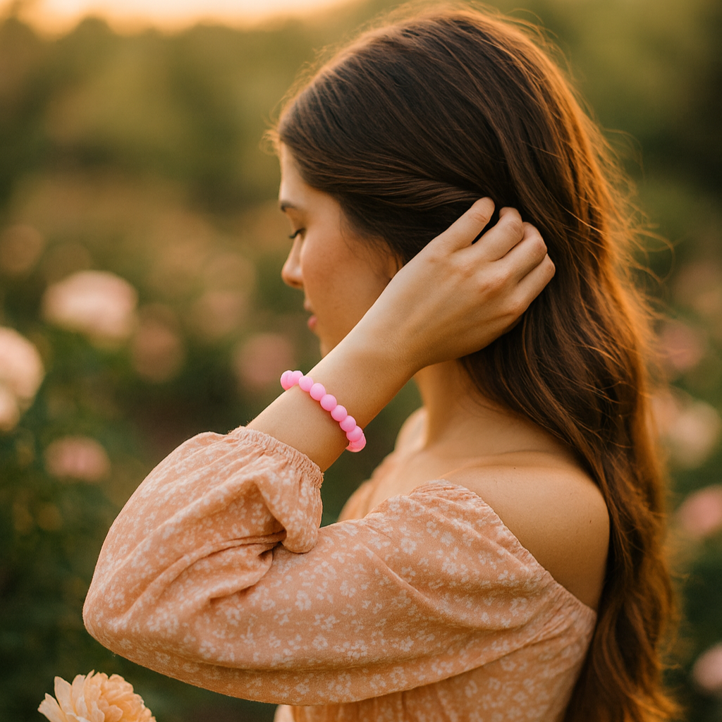 Urthn Pink Glass Beads Bracelet