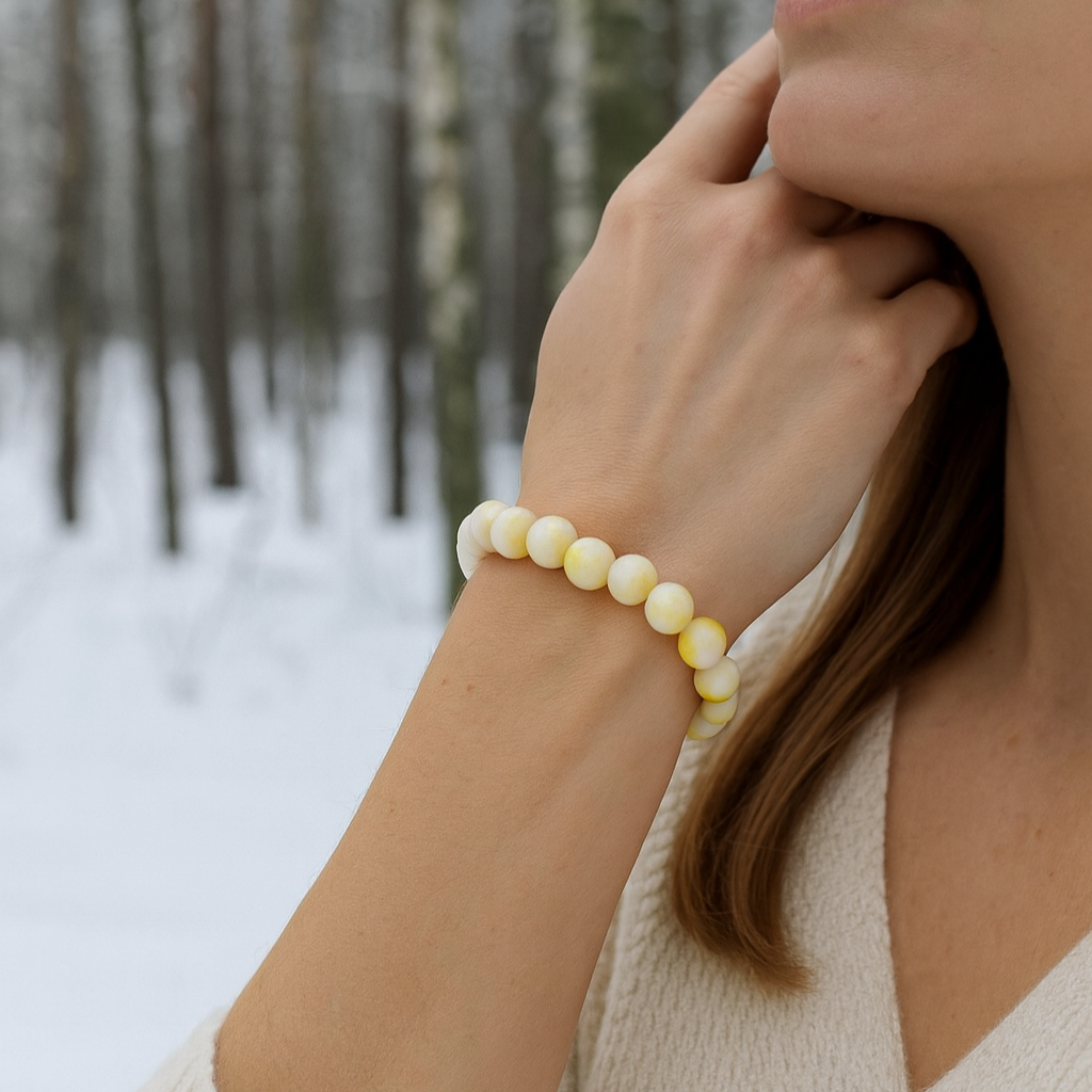 Urthn Yellow Glass Beads Bracelet