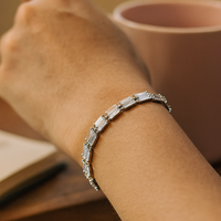 Urthn Silver Plated Crystal Stone 2 Line Bracelet