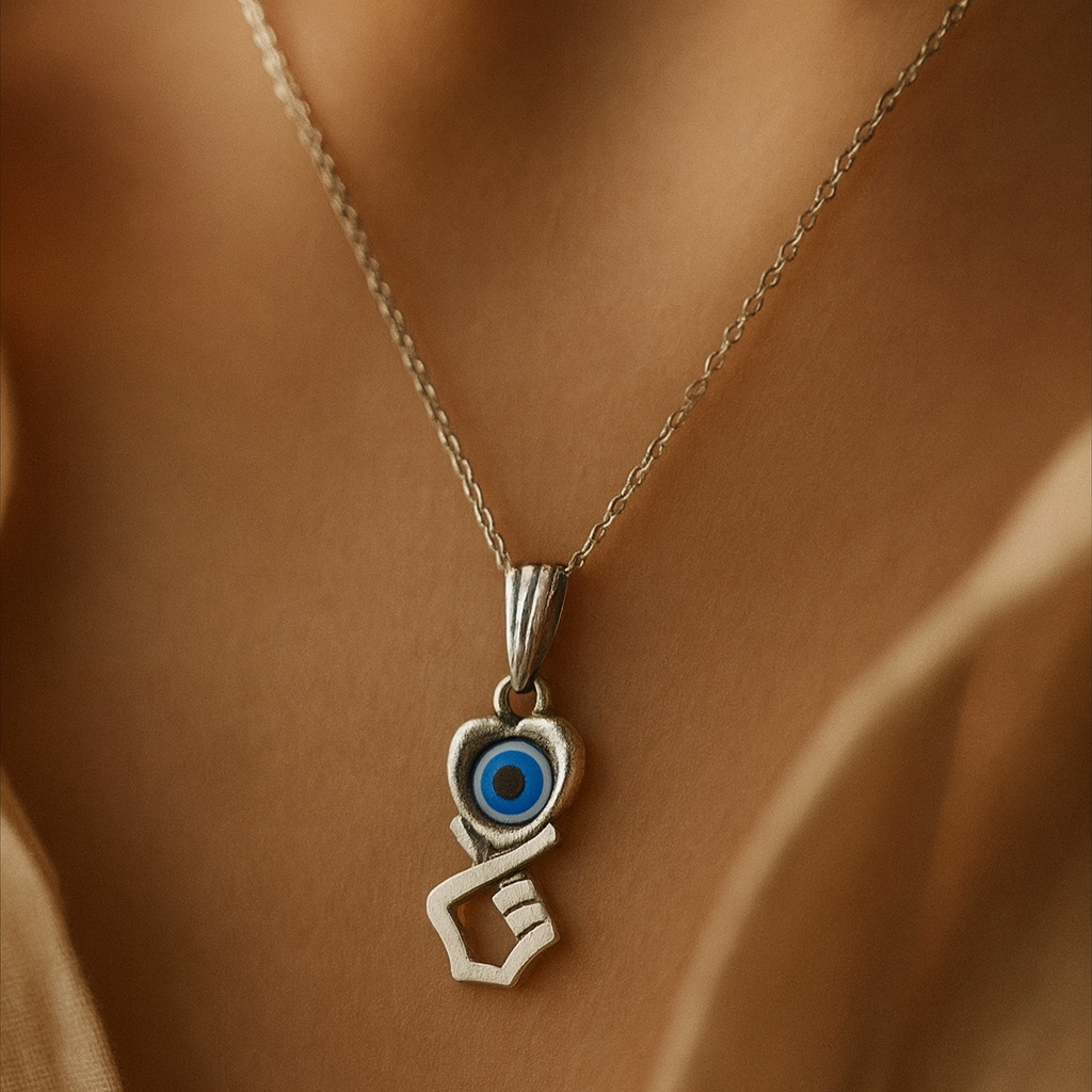 Darshana Jewels Heart  And Hand Shaped Evil Eye Chain Pendant