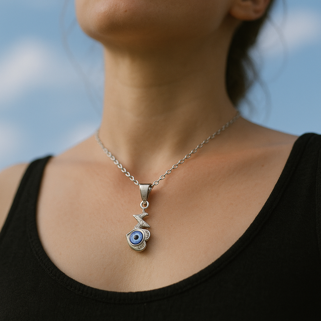 Darshana Jewels Heart Shaped Evil Eye Chain Pendant