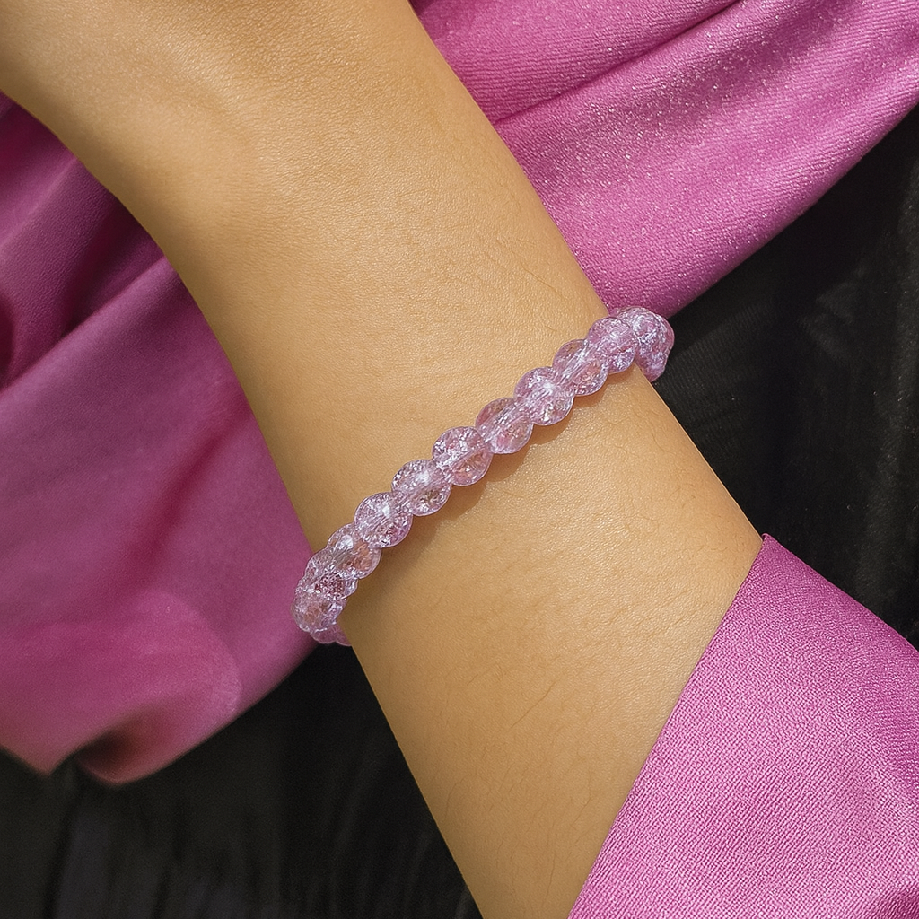 Urthn Crystal Crackle Glass Beads Stretch Bracelet - 1404738 (Pack Of 6)