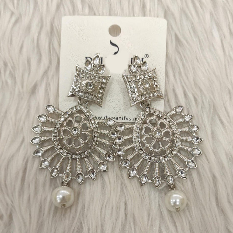 Dhwani Silver Plated Kundan Stone Dangler Earrings