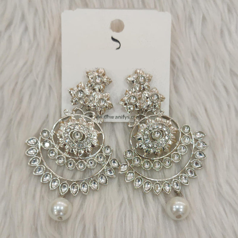 Dhwani Silver Plated Kundan Stone Dangler Earrings