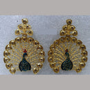 Midas Touch Gold Plated Austrian Stone And Meenakari Peacock Dangler Earrings