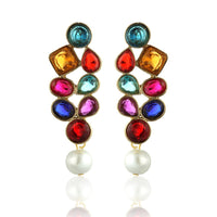 Midas Touch Gold Plated Crystal Stone Dangler Earrings