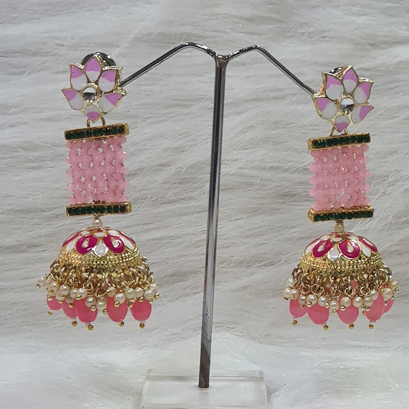 Midas Touch Gold Plated Meenakari Jhumki Earrings