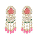 Midas Touch Gold Plated Kundan Stone And Pearls Dangler Earrings