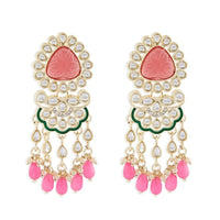 Midas Touch Gold Plated Kundan Stone And Pearls Dangler Earrings