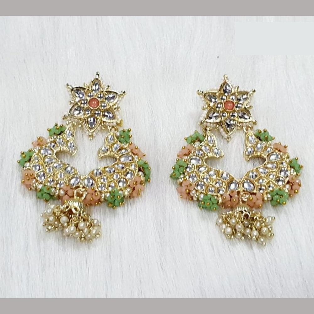 Midas Touch Gold Plated Kundan Stone And Pearls Dangler Earrings