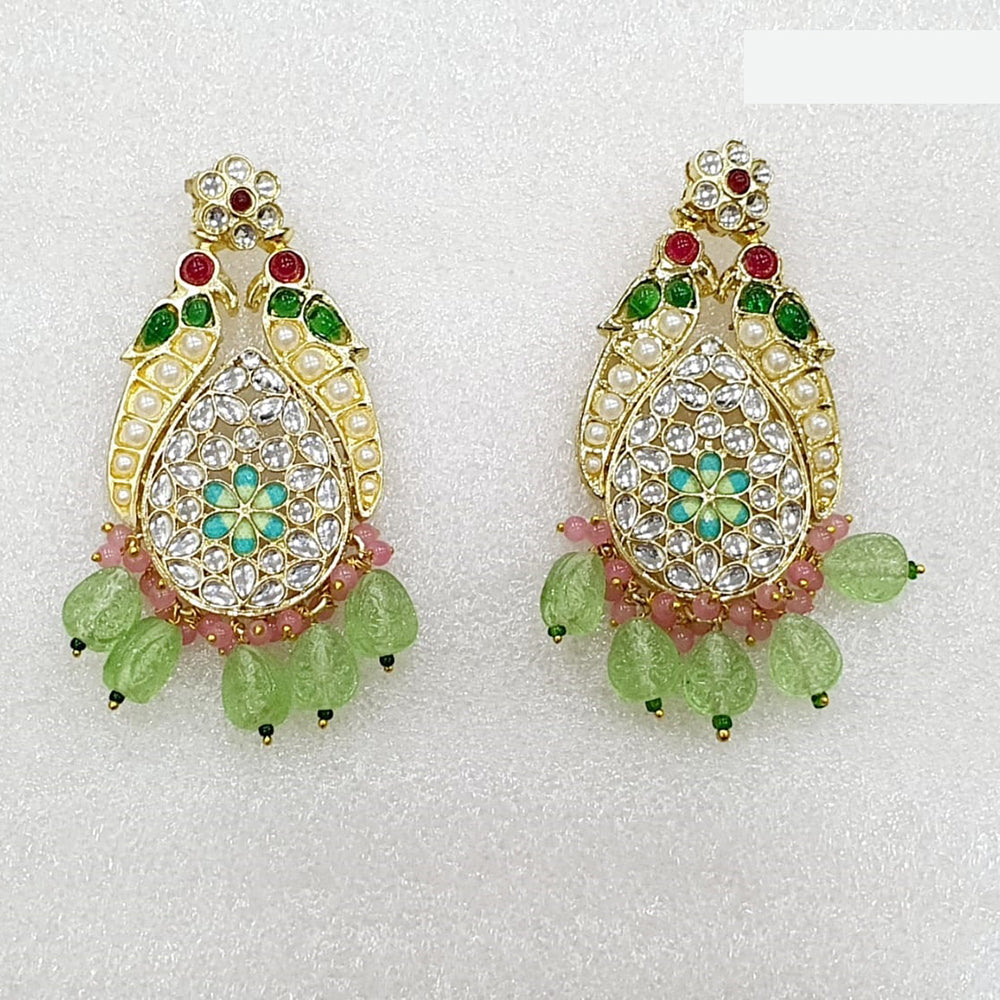 Midas Touch Gold Plated Kundan Stone And Pearls Dangler Earrings