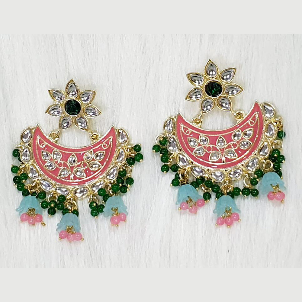 Midas Touch Gold Plated Kundan Stone And Meenakari Dangler Earrings