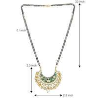 Etnico Gold Plated Traditional Meena Work Pearl Studded Pendant with Black Bead Chain Mangalsutra for Women (D083G)