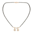 Etnico Rose Gold Plated Traditional Single Line American Diamond Pendant with Black Bead Chain Mangalsutra for Women (D104)