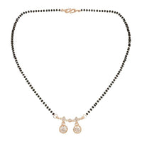 Etnico Rose Gold Plated Traditional Single Line American Diamond Pendant with Black Bead Chain Mangalsutra for Women (D104)