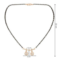 Etnico Rose Gold Plated Traditional Single Line American Diamond Pendant with Black Bead Chain Mangalsutra for Women (D104)