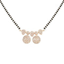 Etnico Rose Gold Plated Traditional Single Line American Diamond Pendant with Black Bead Chain Mangalsutra for Women (D105)