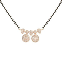 Etnico Rose Gold Plated Traditional Single Line American Diamond Pendant with Black Bead Chain Mangalsutra for Women (D105)