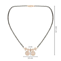 Etnico Rose Gold Plated Traditional Single Line American Diamond Pendant with Black Bead Chain Mangalsutra for Women (D105)