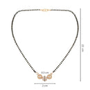 Etnico Rose Gold Plated Traditional Single Line American Diamond Pendant with Black Bead Chain Mangalsutra for Women (D106)