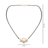 Etnico Rose Gold Plated Traditional Single Line American Diamond Pendant with Black Bead Chain Mangalsutra for Women (D106)