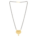 Etnico Gold Plated Traditional Single Line Pendant with Black Bead Chain Mangalsutra for Women