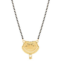 Etnico Gold Plated Traditional Single Line Pendant with Black Bead Chain Mangalsutra for Women