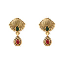 Etnico Gold Plated Traditional Pendant & Black Bead Chain Mangalsutra With Earrings For Women