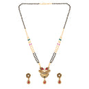 Etnico Gold Plated Traditional Pendant & Black Bead Chain Mangalsutra With Earrings For Women