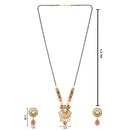 Etnico Gold Plated Traditional Pendant & Black Bead Chain Mangalsutra With Earrings For Women