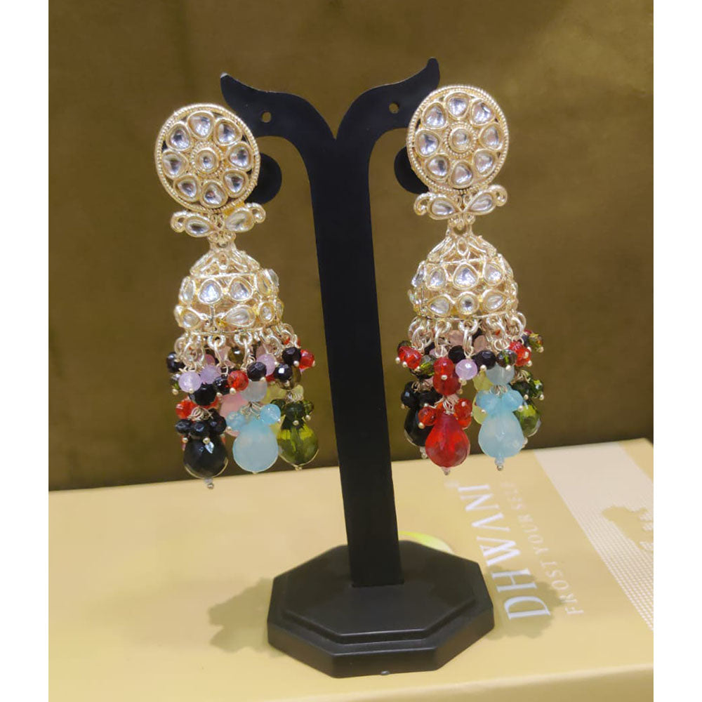 Dhwani Classic Kundan Stone Pearl And Beads Heritage Jhumki Earrings
