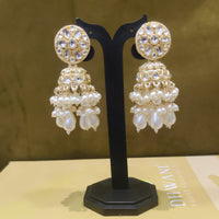 Dhwani Classic Kundan Stone Pearl And Beads Heritage Jhumki Earrings