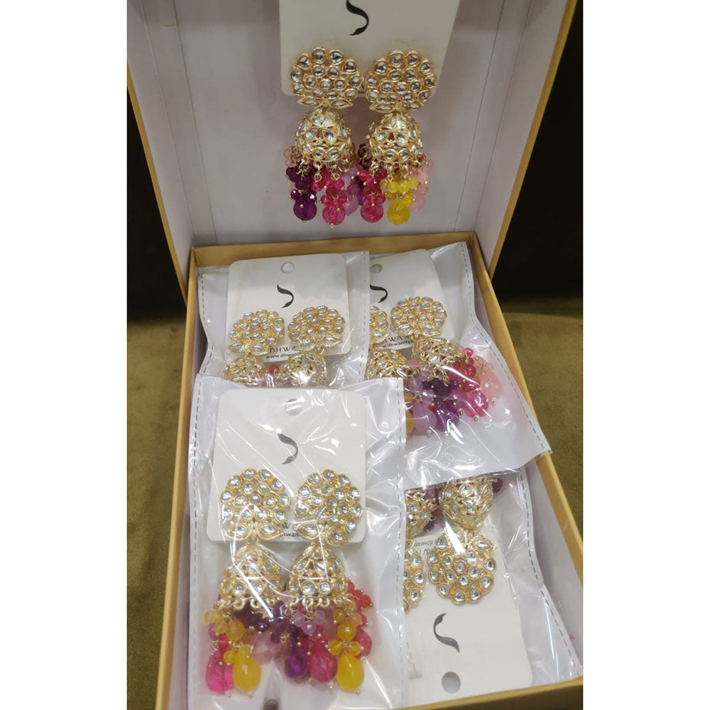 Dhwani Classic Kundan Stone Pearl And Beads Heritage Jhumki Earrings
