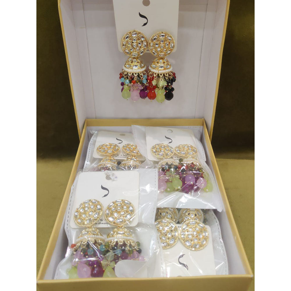 Dhwani Classic Kundan Stone Pearl And Beads Heritage Jhumki Earrings