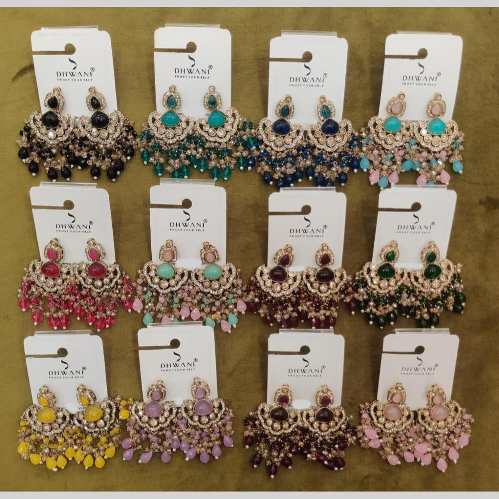 Dhwani Trendy Crystal Stone And Beads Dangler Earrings