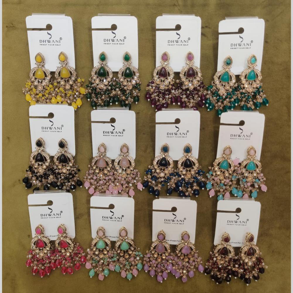Dhwani Trendy Crystal Stone And Beads Dangler Earrings
